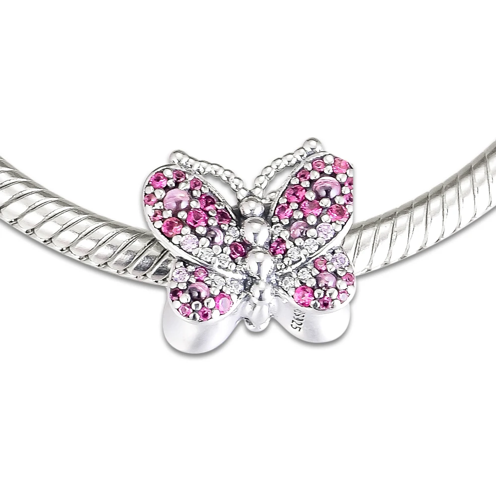 Dazzling Pink Butterfly Charm 100% 925 Sterling Silver Fits Europe Bracelet Bead Fashion Jewelry Making Gift for Women Femme
Dazzling Pink Butterfly Charm 100% 925 Sterling Silver Fits Europe Bracelet Bead Fashion Jewelry Making Gift for Women Femme
