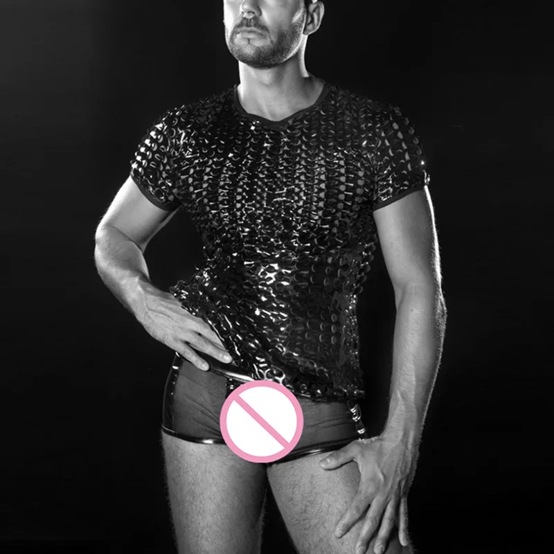 Men's Sexy Hollow Out Faux Leather Lingerie Set Hole Undershirt See Through Boxers 2 PCS Set Wetlook Men Underwear
Men's Sexy Hollow Out Faux Leather Lingerie Set Hole Undershirt See Through Boxers 2 PCS Set Wetlook Men Underwear