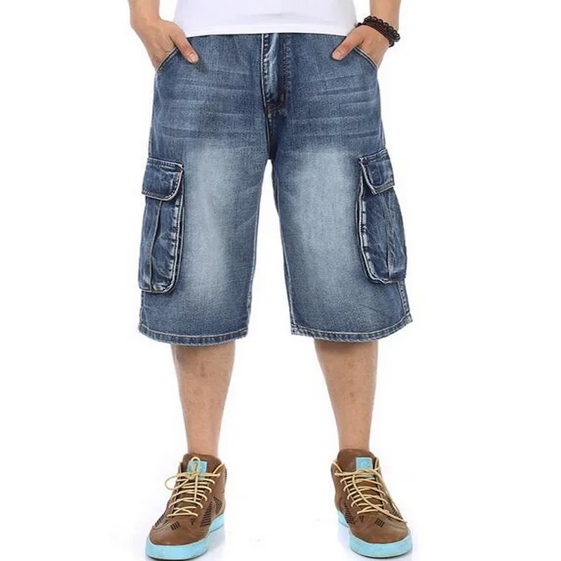 Фото Мужские джинсовые шорты для танцев с несколькими карманами большими | Мужская