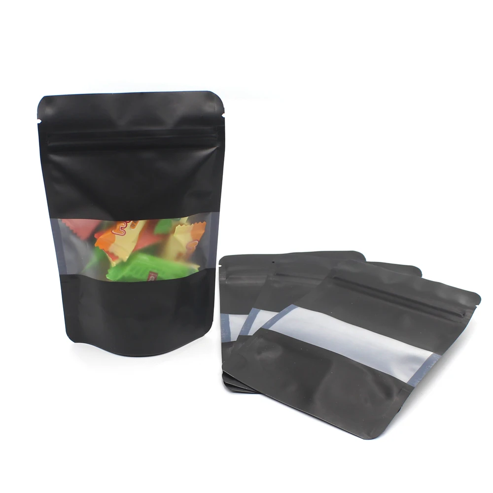 Reclosable 4x6 inch Matte Black Food Snacks Poly Storage Bag Tear Notch Stand Up Zip Lock Plastic Bags with Window 50pcs
Reclosable 4x6 inch Matte Black Food Snacks Poly Storage Bag Tear Notch Stand Up Zip Lock Plastic Bags with Window 50pcs