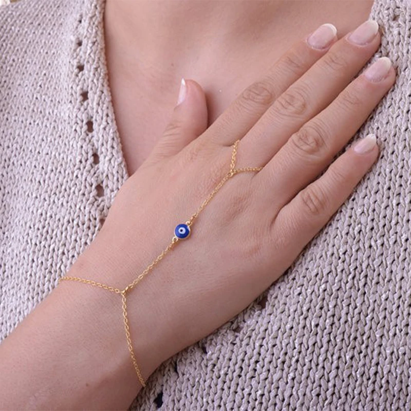 FLTMRH New fashion golden alloy bracelet for girl jewelry evil eye bead charm chain best gift lovers | Украшения и аксессуары