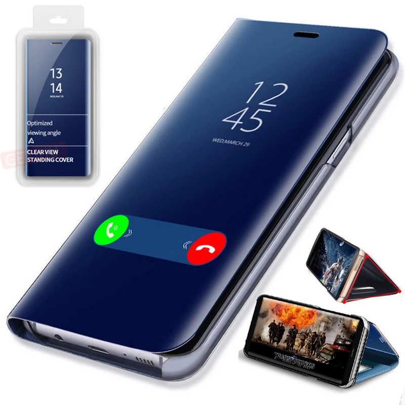 Зеркальная откидная крышка для vivo v15 Роскошный прозрачный вид PU кожаный чехол V15