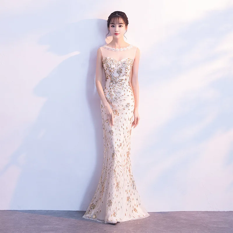 Sequins Mermaid Chinese Oriental Party Wedding Female Cheongsam Bridesmaid Evening Dress Elegant Celebrity Banquet Dresses
Sequins Mermaid Chinese Oriental Party Wedding Female Cheongsam Bridesmaid Evening Dress Elegant Celebrity Banquet Dresses