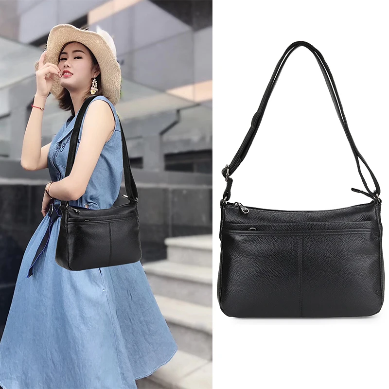 

Large Capacity Soft Lady Should Bags New Arrivals Multi-layer Cross-body Bags Guaranteed Genuine Leather Women Messenger Bags