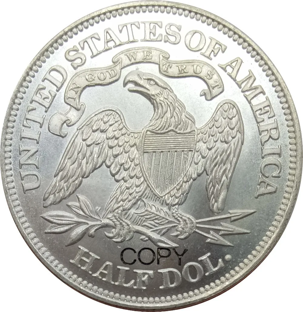 United States Liberty Seated Half Dollars Motto Above Eagle 1867 Brass Plated Silver Copy Coin
United States Liberty Seated Half Dollars Motto Above Eagle 1867 Brass Plated Silver Copy Coin