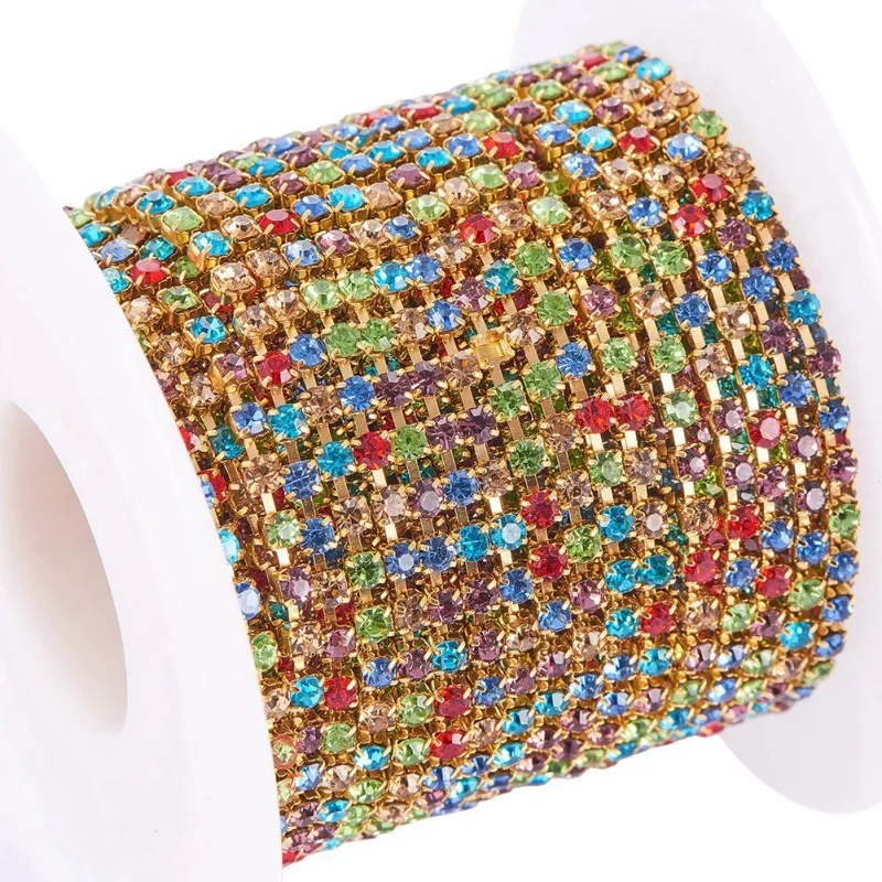 Pandahall 2mm Brass Rhinestone Strass Chains, Rhinestone Cup Chain, about 2880pcs Rhinestone/Roll, Grade A, Colorful
Pandahall 2mm Brass Rhinestone Strass Chains, Rhinestone Cup Chain, about 2880pcs Rhinestone/Roll, Grade A, Colorful