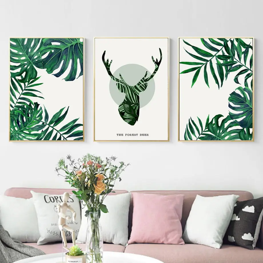 Wall Art Canvas Painting Fresh Green Leaves Deer Abstract Painting Nordic Posters And Prints Wall Pictures For Living Room Decor
Wall Art Canvas Painting Fresh Green Leaves Deer Abstract Painting Nordic Posters And Prints Wall Pictures For Living Room Decor