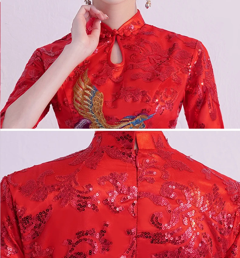 Red Sexy Summer Long Cheongsam Chinese style Dress Womans Mesh Sequined Qipao Slim Party Dresses Lady Button Vestido Size S-4XL
Red Sexy Summer Long Cheongsam Chinese style Dress Womans Mesh Sequined Qipao Slim Party Dresses Lady Button Vestido Size S-4XL