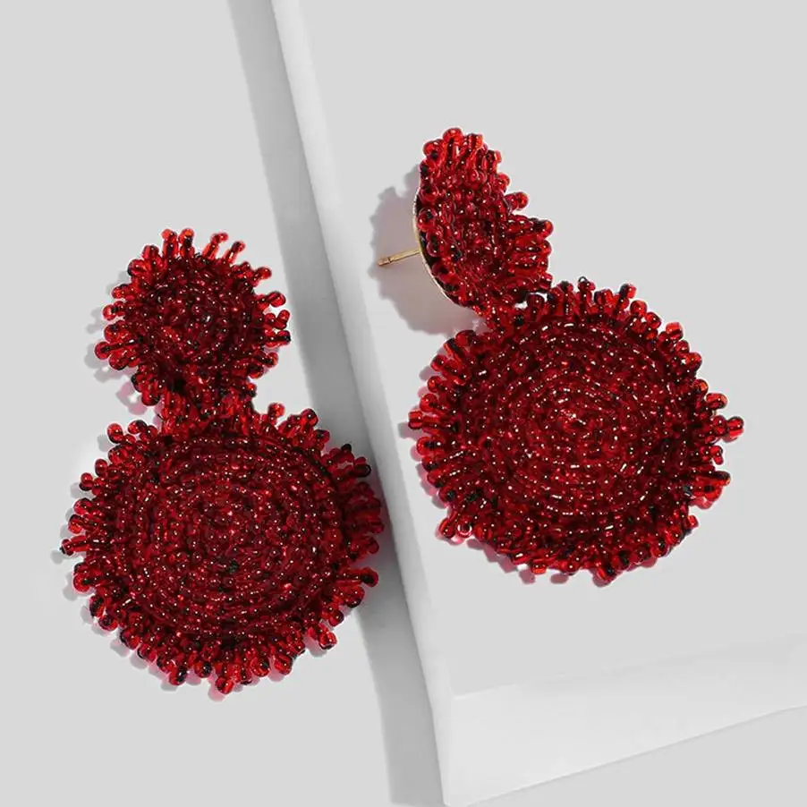 Fashion Boho Style Handmade Beads Double Round Pendant Drop Earrings For Women Wedding Big Statement earrings jewelry
Fashion Boho Style Handmade Beads Double Round Pendant Drop Earrings For Women Wedding Big Statement earrings jewelry
