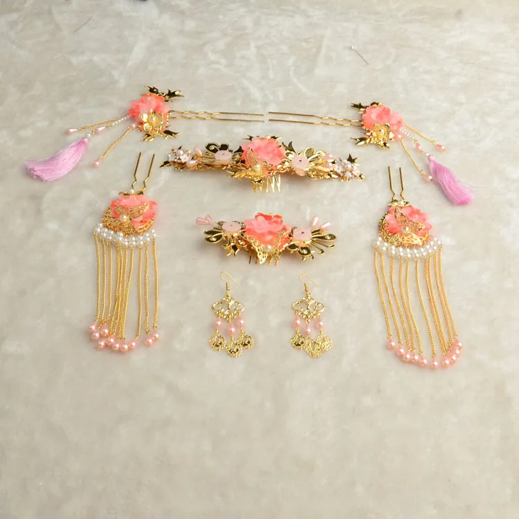 new pink flower tassle hairpins comb sets headdress costume Chinese Coronet bride tiara for wedding hair jewelry wholesale
new pink flower tassle hairpins comb sets headdress costume Chinese Coronet bride tiara for wedding hair jewelry wholesale