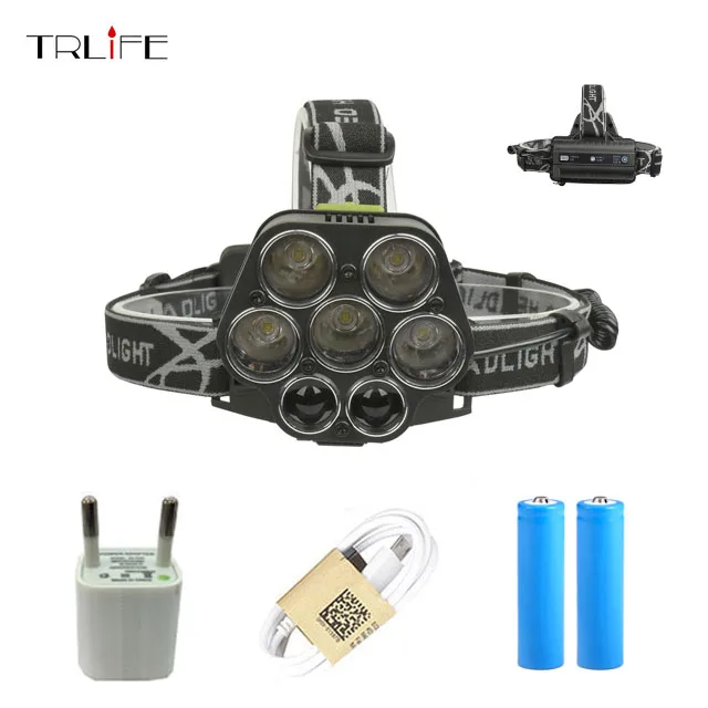 Перезаряжаемые светодио дный фары 6 режимов 5 * T6 2 7 фар USB фонарик с белый красный зеленый синий свет