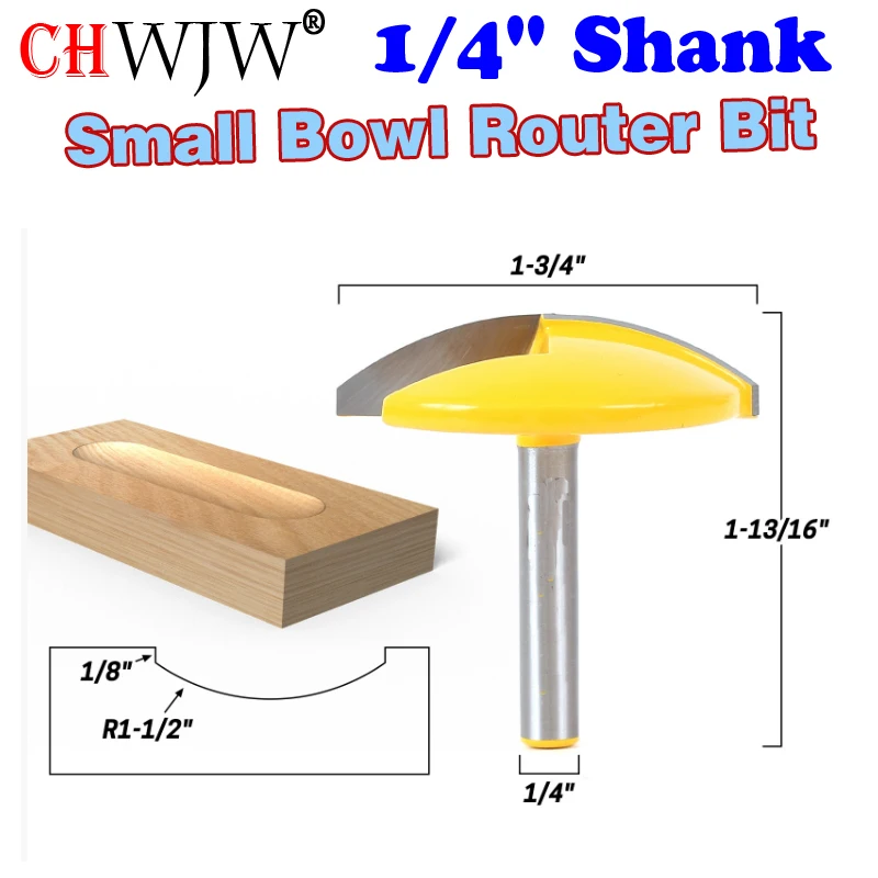 1PC 1/4" Shank Small Bowl Router Bit - 1-1/2" Radius - 1-3/4" Wide door knife Woodworking cutter - ChWJW 16170q
1PC 1/4" Shank Small Bowl Router Bit - 1-1/2" Radius - 1-3/4" Wide door knife Woodworking cutter - ChWJW 16170q
