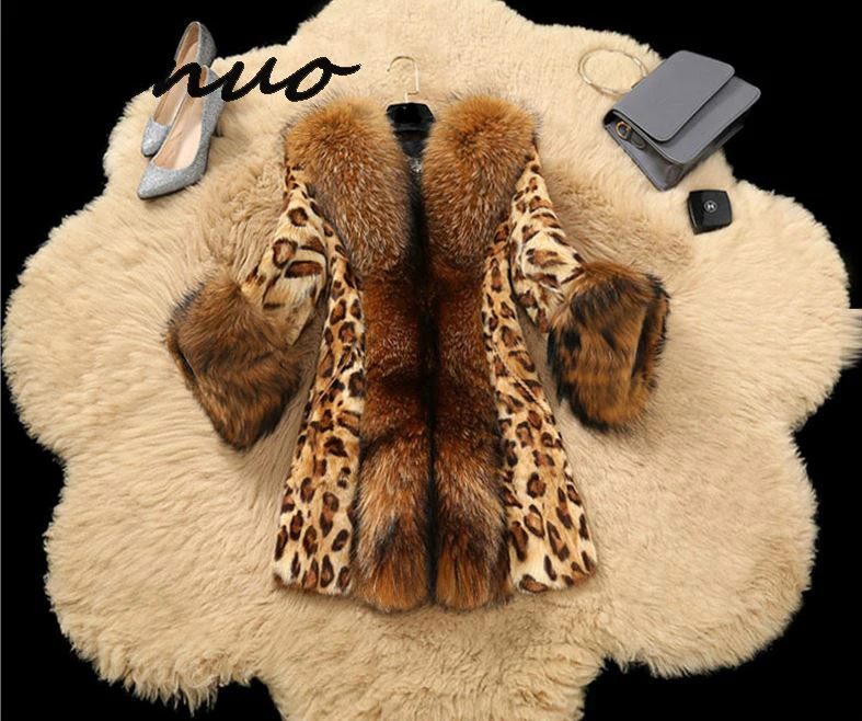 Genuo Women's Autumn Winter Faux fur Jackets Leopard Mink fur Coats Faux Raccoon Fur collar Plus size Fur jackets OKXGNZ 1256
Genuo Women's Autumn Winter Faux fur Jackets Leopard Mink fur Coats Faux Raccoon Fur collar Plus size Fur jackets OKXGNZ 1256