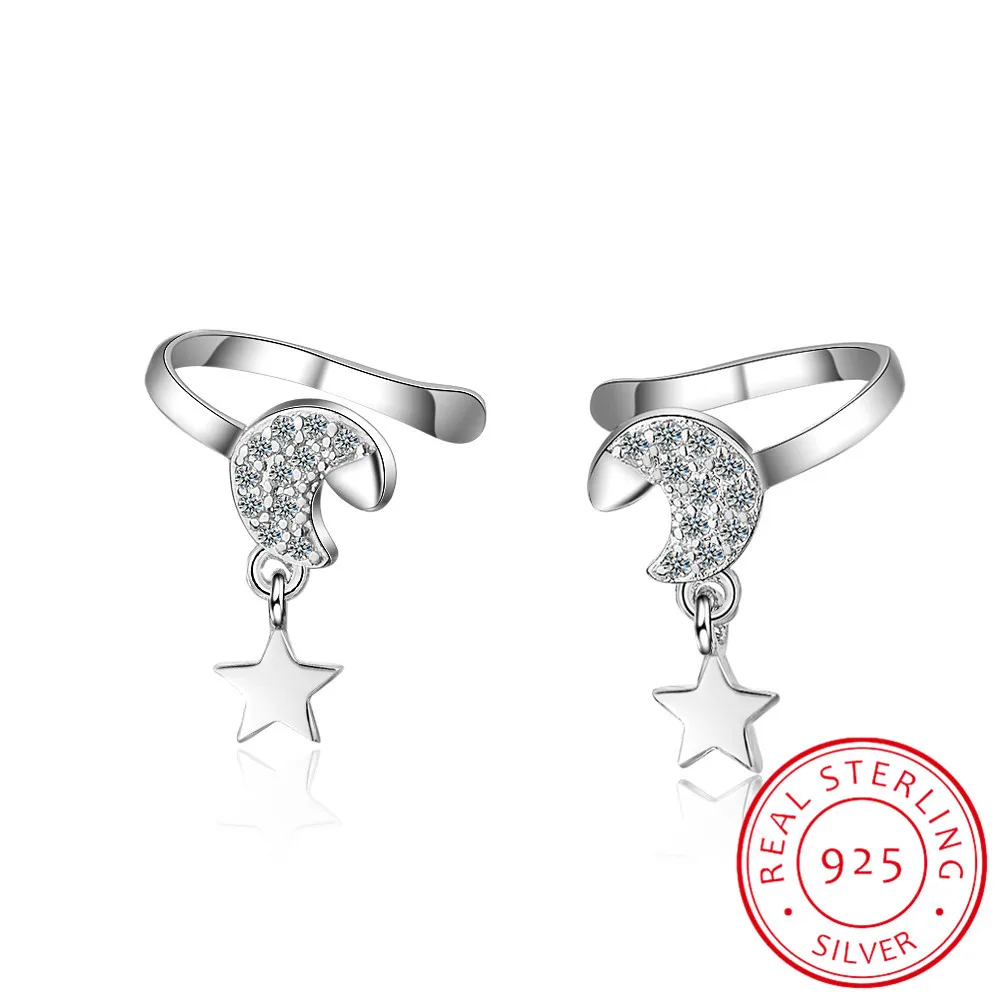 Newest 925 stamp silver color Star Moon Cuff Ear Clip Ear Wrap Earring Women Men Punk Gothic Jewelry Gift High Quality
Newest 925 stamp silver color Star Moon Cuff Ear Clip Ear Wrap Earring Women Men Punk Gothic Jewelry Gift High Quality