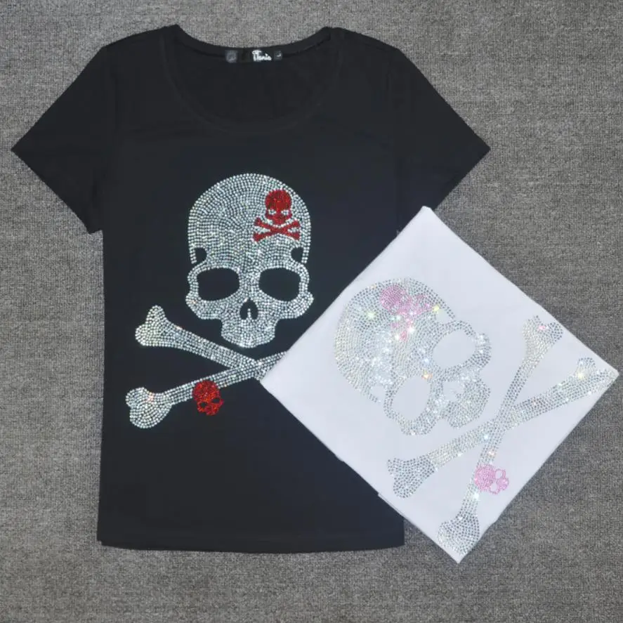 Short-sleeved hot drilling t-shirt women summer fashion o-neck cotton diamond top tees
Short-sleeved hot drilling t-shirt women summer fashion o-neck cotton diamond top tees