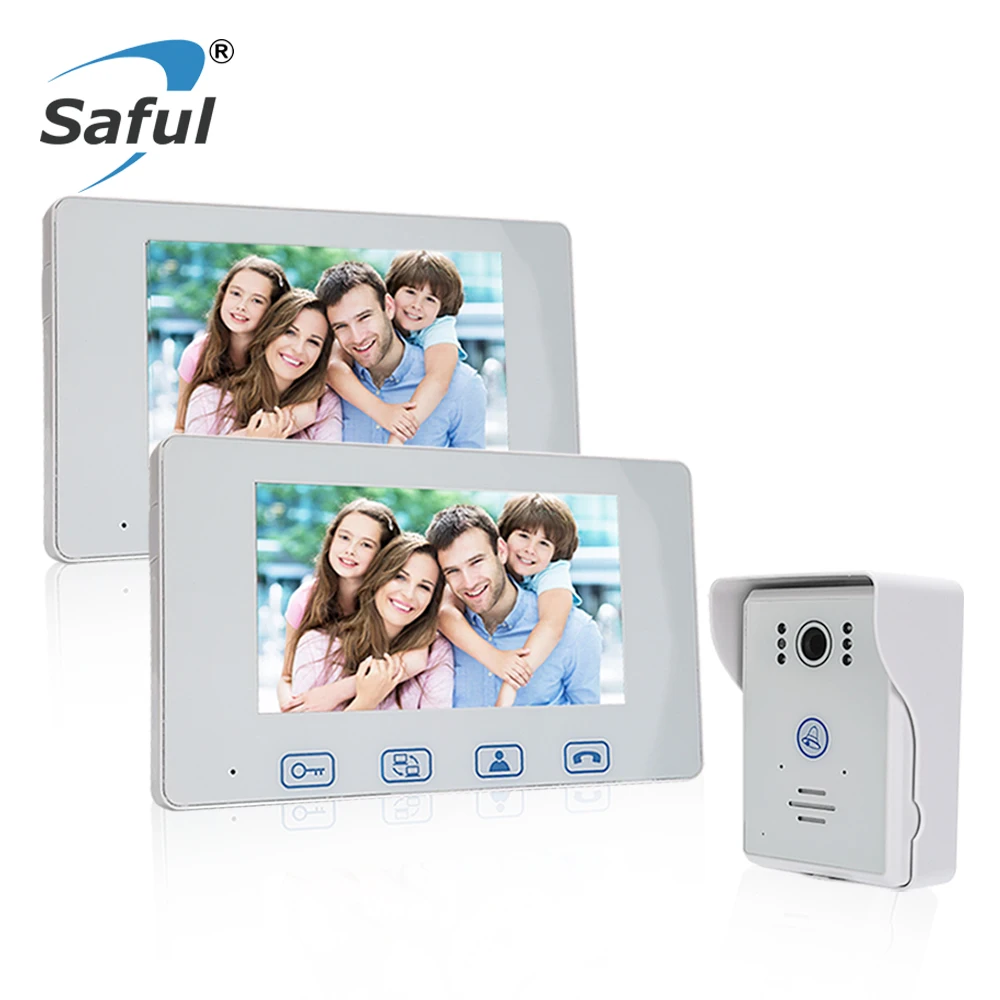 Saful 7" Color Screen Wired Video Door Phone Intercom System Unlock Function Night Vision 1 Waterproof Door Camera + 2 Monitor
Saful 7" Color Screen Wired Video Door Phone Intercom System Unlock Function Night Vision 1 Waterproof Door Camera + 2 Monitor