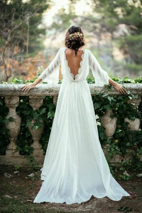 Boho Country Style Boat Neck Wedding Dresses 2019 A Line Chiffon With Lace Long Sleeves Open Back Beach Bridal Gowns Vestidos De
Boho Country Style Boat Neck Wedding Dresses 2019 A Line Chiffon With Lace Long Sleeves Open Back Beach Bridal Gowns Vestidos De