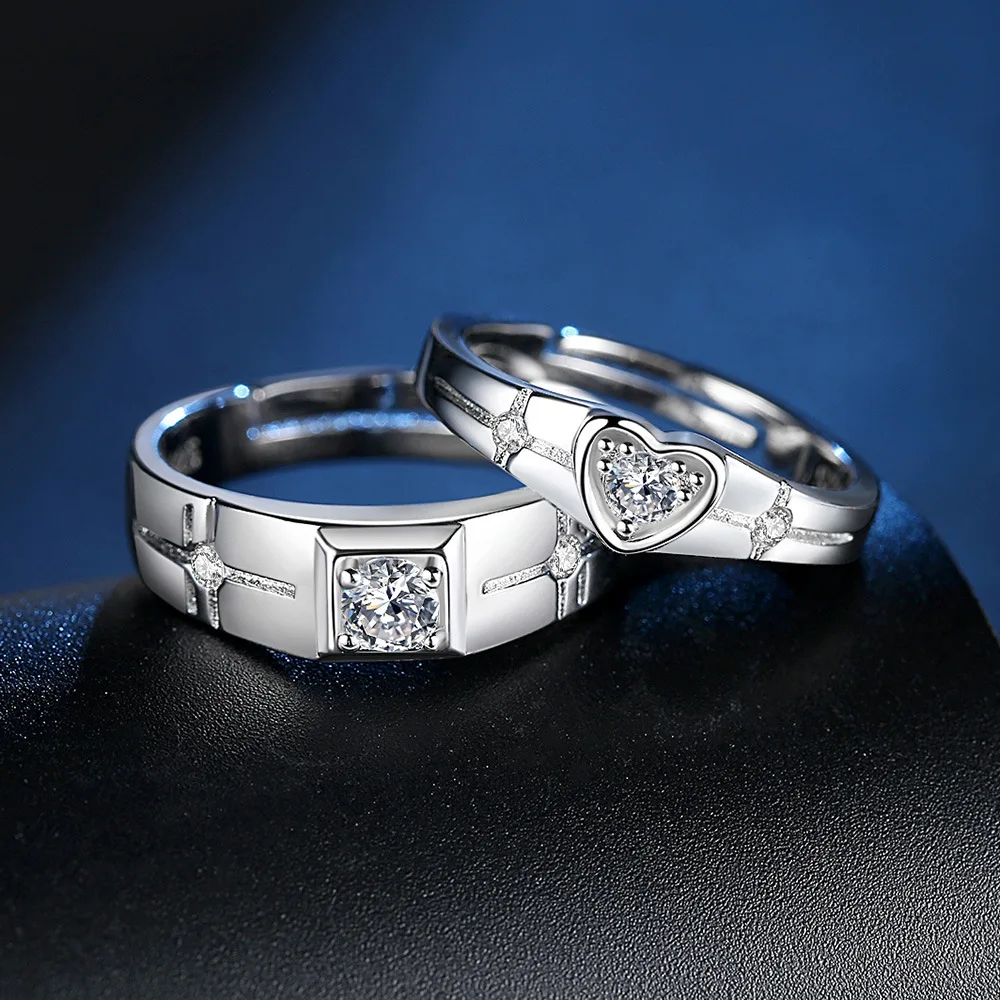 Sweet love heart crystal 925 sterling silver lovers couple wedding rings jewelry for women men open ring no fade
Sweet love heart crystal 925 sterling silver lovers couple wedding rings jewelry for women men open ring no fade