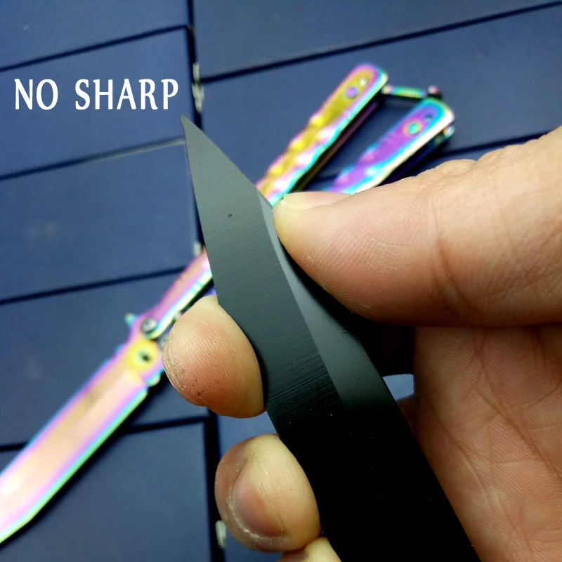 Rainbow No Edge Practice Butterfly in Knife Bali song Trainer Training Pocket Knives CS go Game Knife Dull Colorful Titanium
Rainbow No Edge Practice Butterfly in Knife Bali song Trainer Training Pocket Knives CS go Game Knife Dull Colorful Titanium