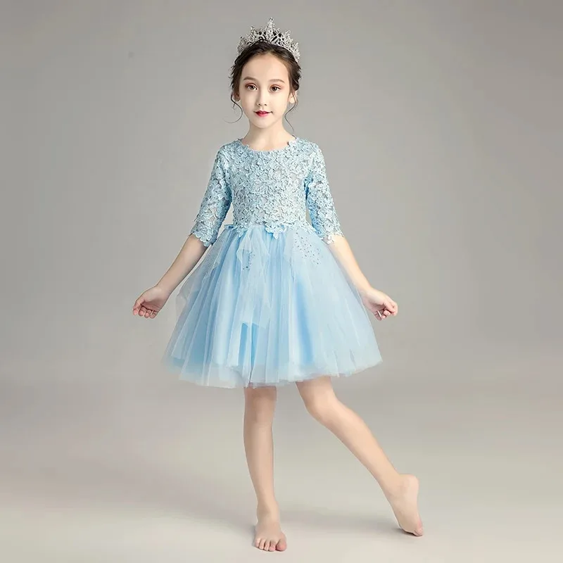 2018 Autumn Winter New Children Girls Elegant Blue Color Birthday Wedding Evening Party Princess Lace Long Dress Toddler Dress
2018 Autumn Winter New Children Girls Elegant Blue Color Birthday Wedding Evening Party Princess Lace Long Dress Toddler Dress