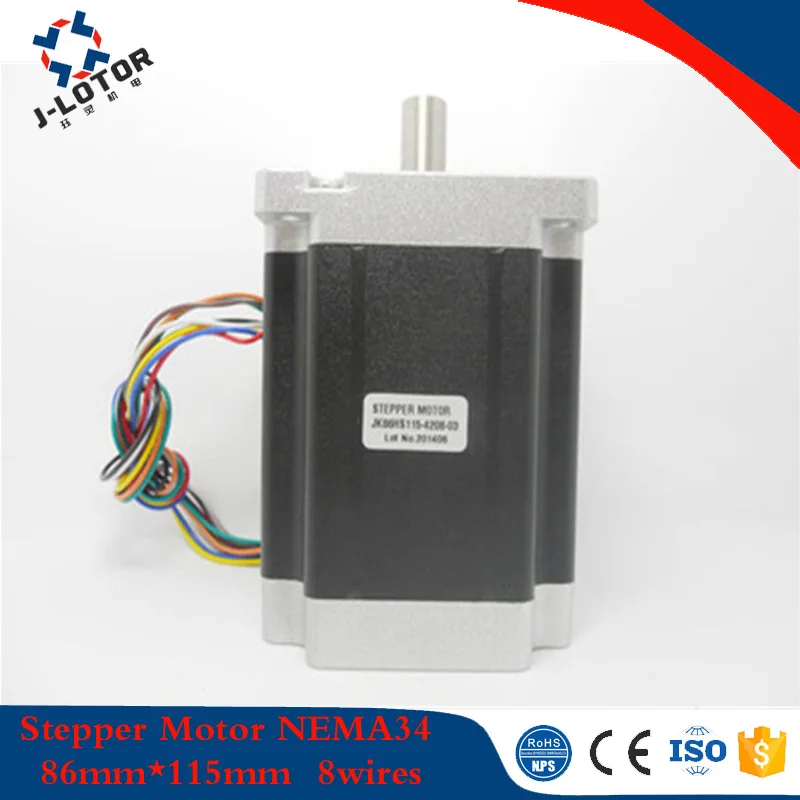 NEMA34 8.7N.m 1.8deg. 4.2A 2-Phase 8-Wires 86mm*115mm Hybrid Stepper Stepping Motor JL86HS115-4208 For Cnc Router Or Robots
NEMA34 8.7N.m 1.8deg. 4.2A 2-Phase 8-Wires 86mm*115mm Hybrid Stepper Stepping Motor JL86HS115-4208 For Cnc Router Or Robots