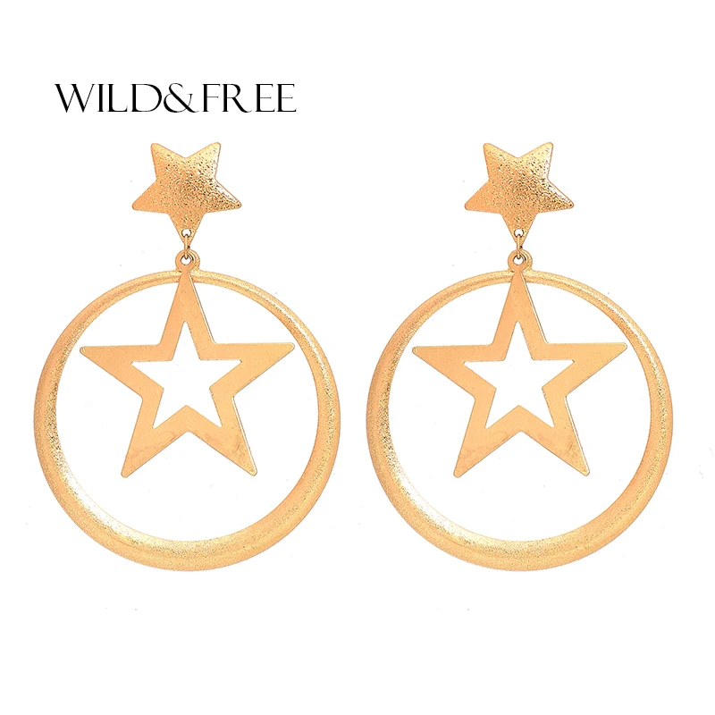 Wild&Free New Fashion Statement Star Drop Earrings For Women Simple Gold Color Big Round Hollow Dangle Earring Jewelry Wholesale
Wild&Free New Fashion Statement Star Drop Earrings For Women Simple Gold Color Big Round Hollow Dangle Earring Jewelry Wholesale