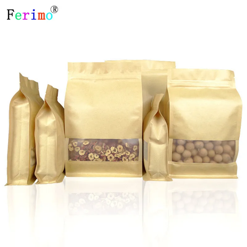 100pcs Kraft paper window-opening eight-sided self-sealing bag high-grade food storage bag leisure food dry fruit bag
100pcs Kraft paper window-opening eight-sided self-sealing bag high-grade food storage bag leisure food dry fruit bag
