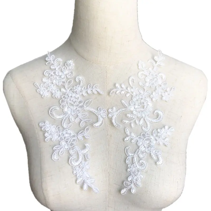 2PCS White Embroidered Sew On Patches Lace Trims Mesh Flowers DIY Trimmings Wedding Appliques For Bridal Dancing Dress Bags Jean
2PCS White Embroidered Sew On Patches Lace Trims Mesh Flowers DIY Trimmings Wedding Appliques For Bridal Dancing Dress Bags Jean