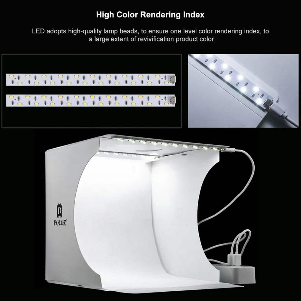 Photography Tabletop Home Equipment Two Led Strips Soft Lights Box Portable Photo Studio Foldable Tent with 5pcs Background
Photography Tabletop Home Equipment Two Led Strips Soft Lights Box Portable Photo Studio Foldable Tent with 5pcs Background