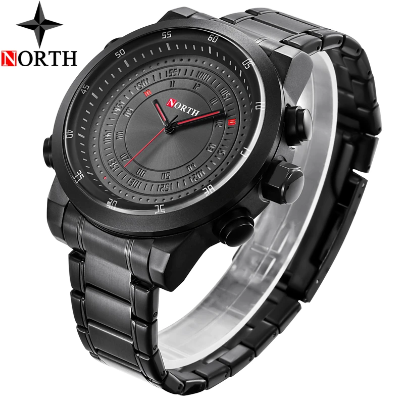 Топ люксовый бренд Мужские часы полностью стальные цифровые светодиодные