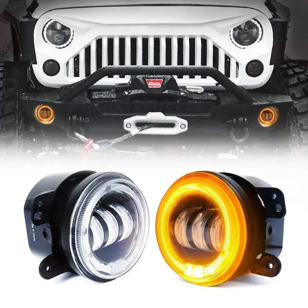 

7INCH 60W LED HEADLIGHT HI-LO BEAM HALO RING ANGLE EYE DRL + 30W 4INCH FOG TURN SIGNAL LAMP KIT FOR JEEP WRANGLER JK TJ 07-17