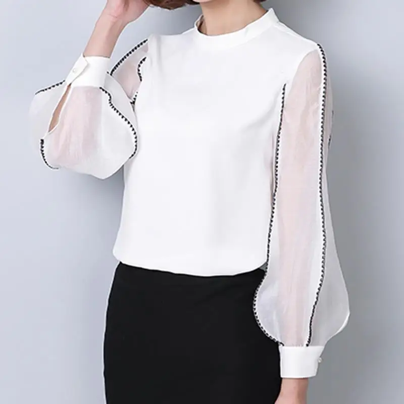 Elegant Office Shirts 2021 Stand Collar Women Blouses Mesh Patchwork Blusas Women Spring Summer Clothing WS6348C
Elegant Office Shirts 2021 Stand Collar Women Blouses Mesh Patchwork Blusas Women Spring Summer Clothing WS6348C