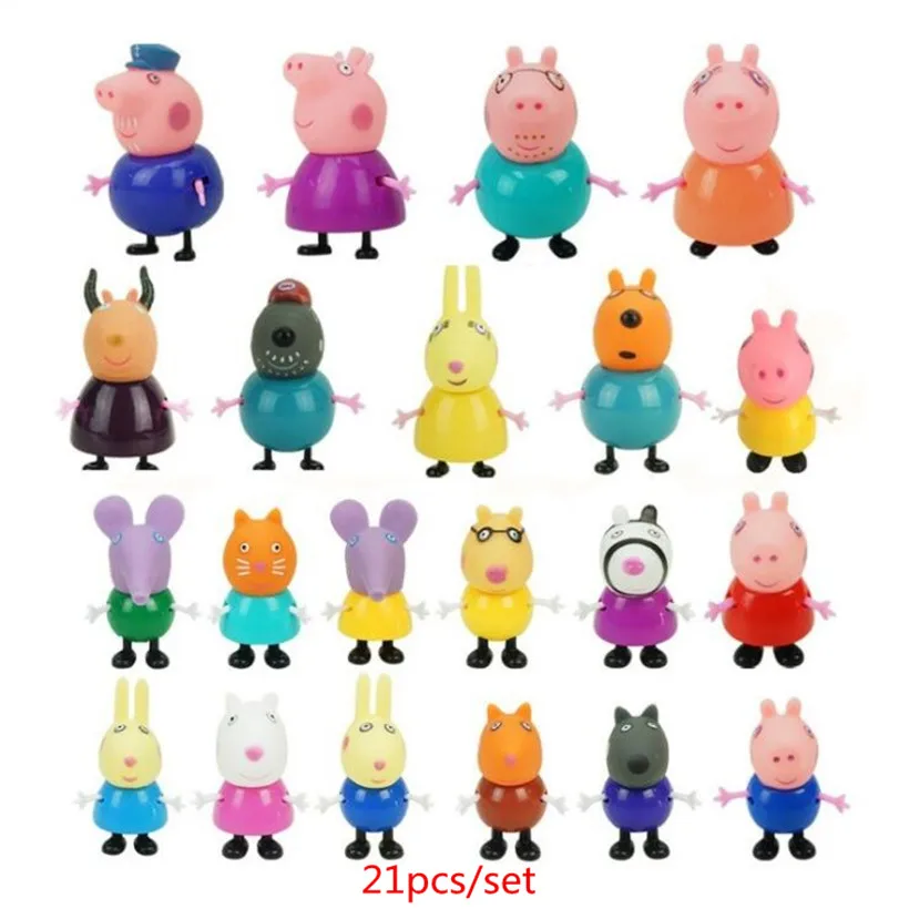 21 шт./компл. Peppa Pig серия Джордж папа мама семья ролевые фигурки Pelucia игрушки для