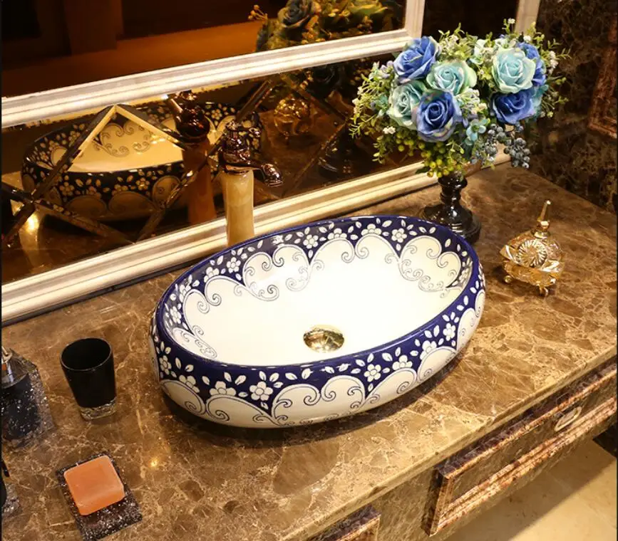 Bathroom Porcelain Vanity North Europe Style Vessel Sink Ceramic Ancient Counter top Washbasin XR123-350
Bathroom Porcelain Vanity North Europe Style Vessel Sink Ceramic Ancient Counter top Washbasin XR123-350