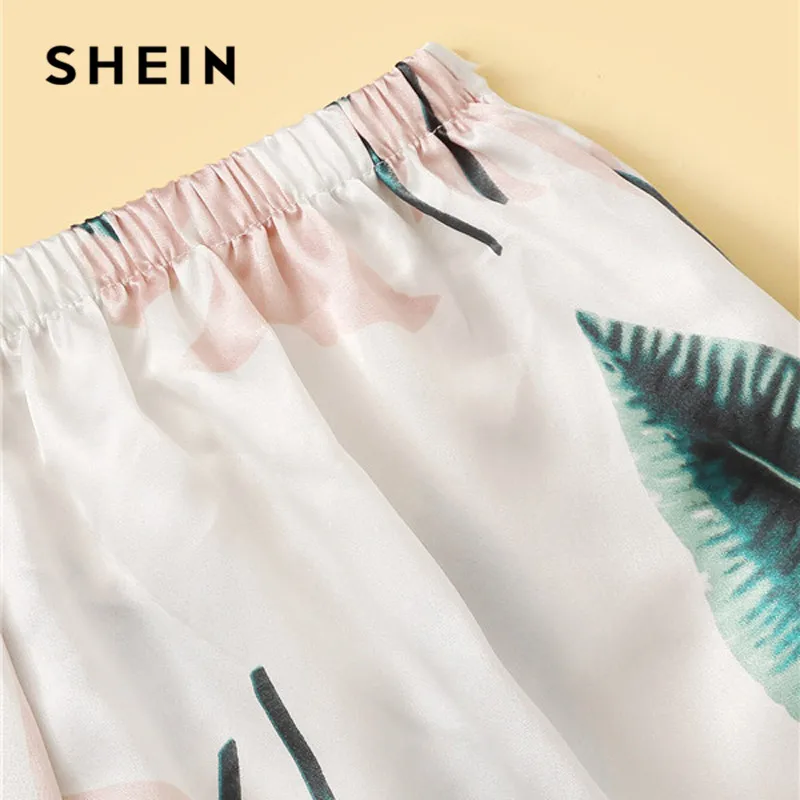 SHEIN Tropical Print Satin Pajama Set Women Summer Casual Sleeveless Spaghetti Strap Sleepwear Cute Fresh Girls Nightwear
SHEIN Tropical Print Satin Pajama Set Women Summer Casual Sleeveless Spaghetti Strap Sleepwear Cute Fresh Girls Nightwear