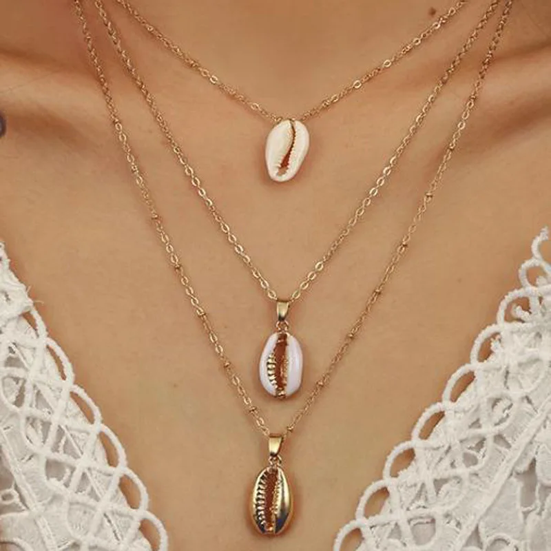 Shell Pendant Necklace Natural Gold Cowrie Women Best Friend Cowry Seashell Bohemian Jewelry | Украшения и аксессуары