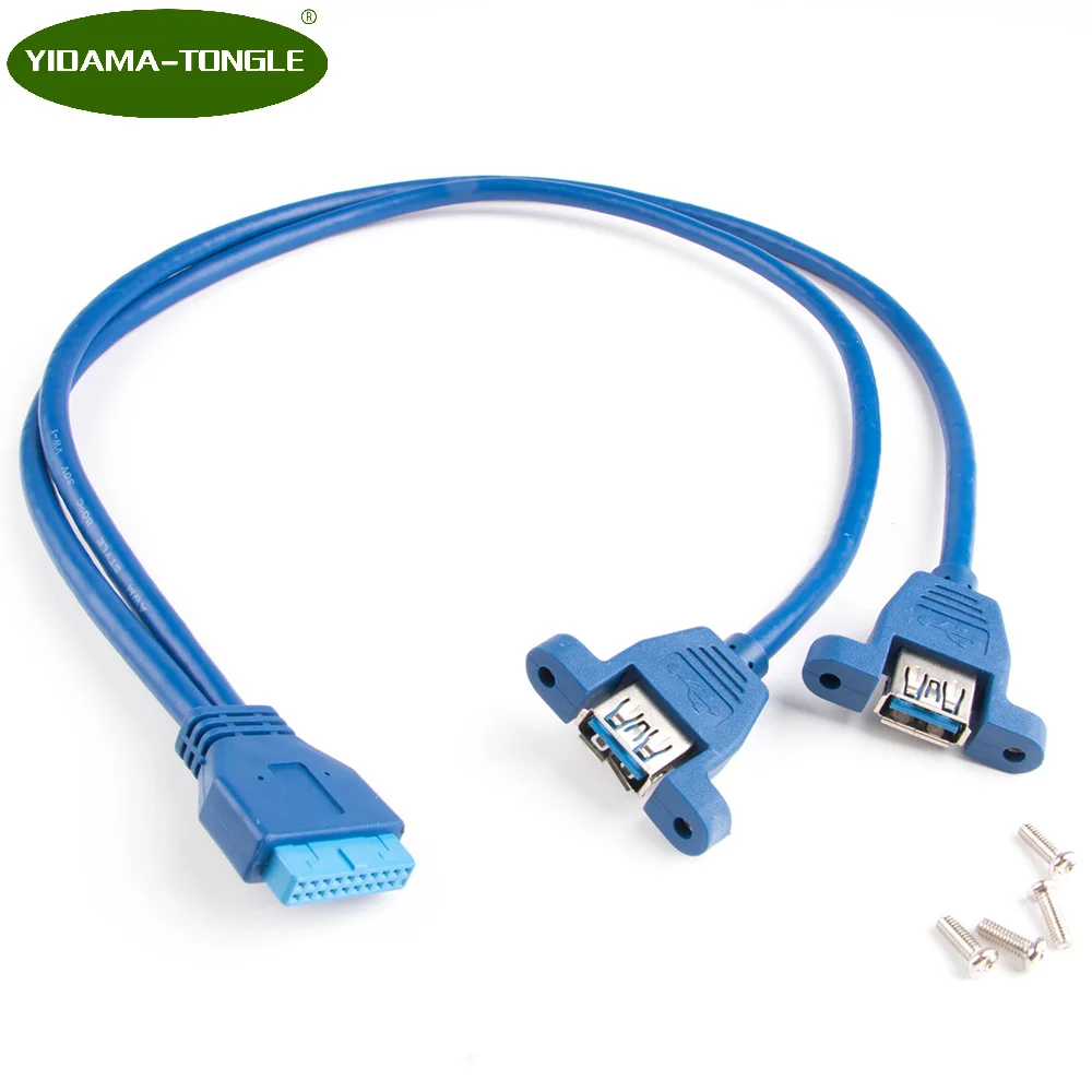 PC Computer Case Internal 19Pin Female to 2-Port Dual USB 3.0 Type A Female Screw Lock Panel Mount Cable Blue 25cm/50cm
PC Computer Case Internal 19Pin Female to 2-Port Dual USB 3.0 Type A Female Screw Lock Panel Mount Cable Blue 25cm/50cm