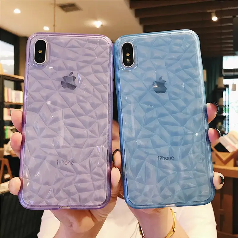 Роскошные чехлы для телефонов с алмазной текстурой iPhone XS Max XR 6 6s 7 8 Plus X прозрачный
