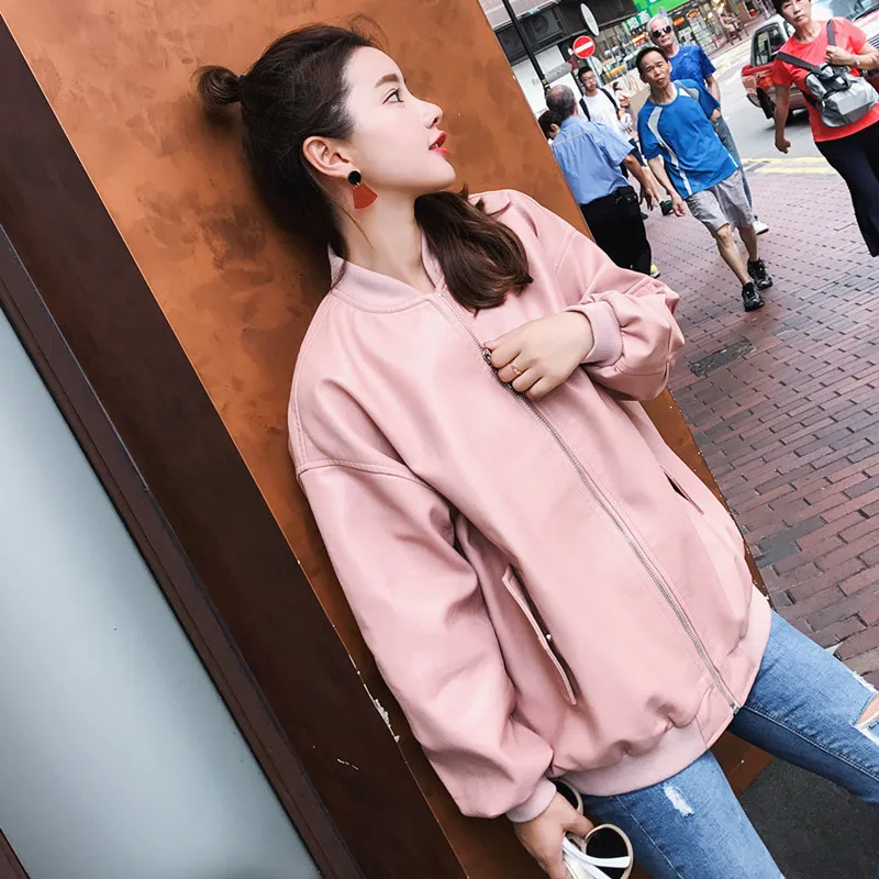 Новинка 2018 Весенняя женская кожаная куртка Harajuku BF свободная большого размера из