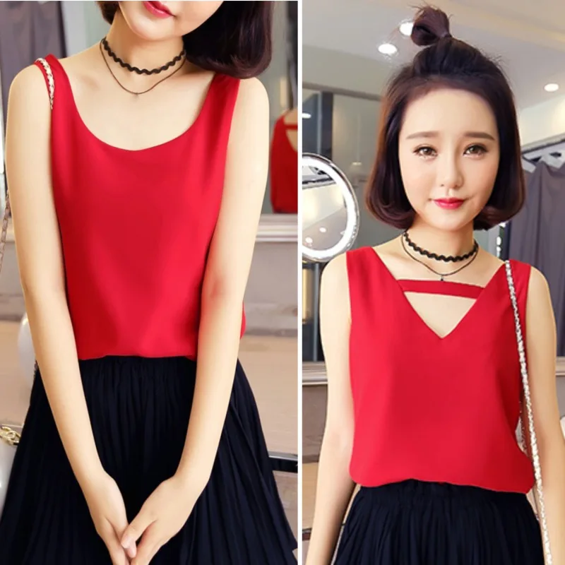 Fashion Women Chiffon Blouses Ladies Sexy V-neck Tops Female Summer Sleeveless Blouse Shirt Blusas
Fashion Women Chiffon Blouses Ladies Sexy V-neck Tops Female Summer Sleeveless Blouse Shirt Blusas