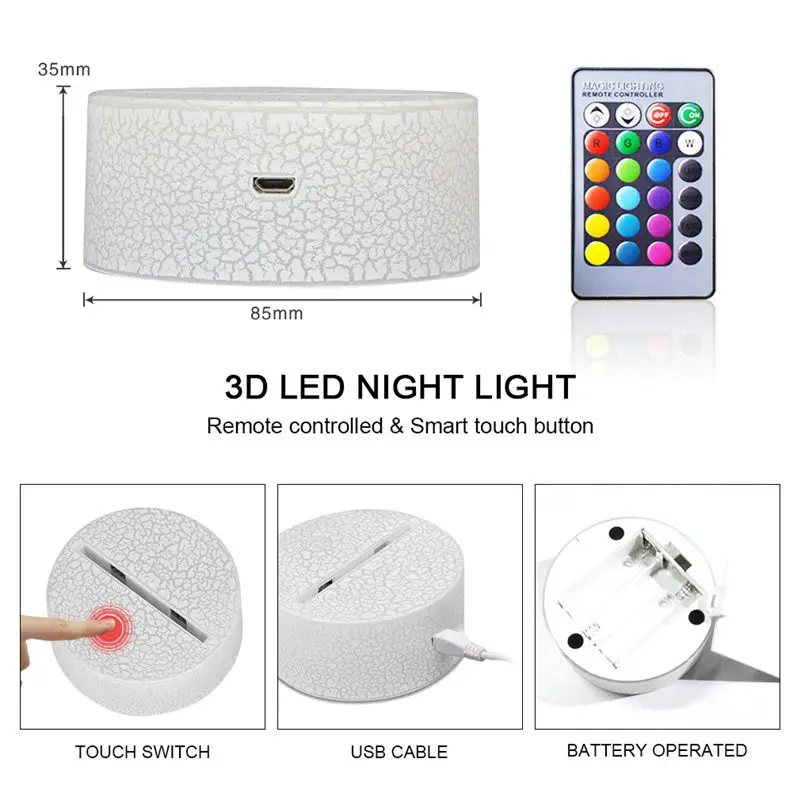 Dinosaur 3D Night Light Remote Table Lamp LED Desk Nightlight Decor Lighting Baby Kids Child Birthday Holiday Girl Friend Gifts
Dinosaur 3D Night Light Remote Table Lamp LED Desk Nightlight Decor Lighting Baby Kids Child Birthday Holiday Girl Friend Gifts