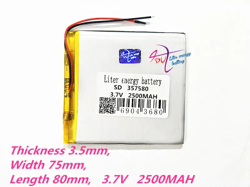 357580 3.7V 2500MAH Polymer rechargeable batteries For MP4 MP5 GPS DVD DVR mobile video game PAD E-books 357680
357580 3.7V 2500MAH Polymer rechargeable batteries For MP4 MP5 GPS DVD DVR mobile video game PAD E-books 357680