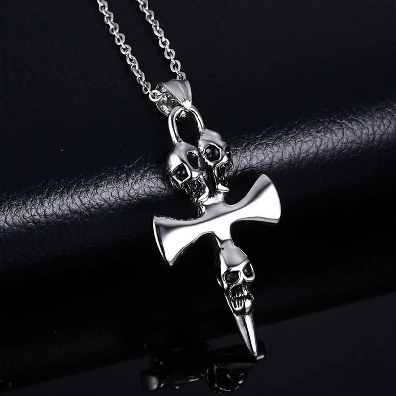 New Religious Christian Cross Skull Pendant Necklace Men 60cm Chain Necklaces Pendants Amulet for Male Boy Fashion Jewelry Gift
New Religious Christian Cross Skull Pendant Necklace Men 60cm Chain Necklaces Pendants Amulet for Male Boy Fashion Jewelry Gift