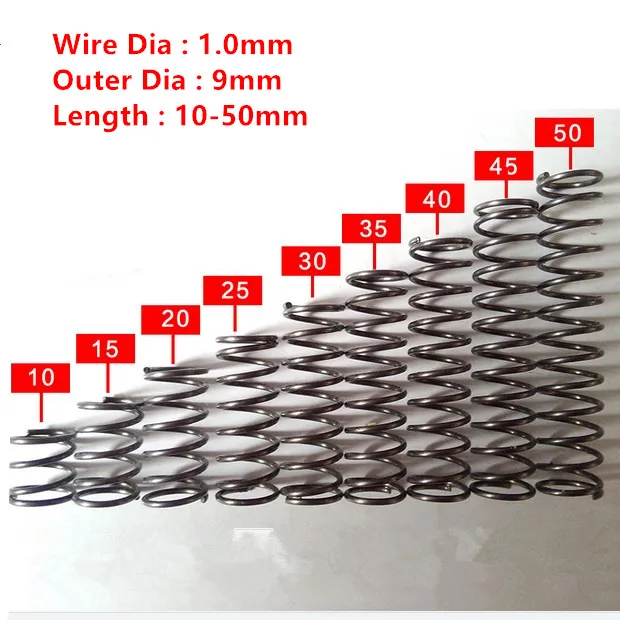 50pcs 1.0*9 series small spot spring 1.0mm mini wire compression pressure springs 1.0*9*(10/15/20/25/30/35/40/45)3D printer
50pcs 1.0*9 series small spot spring 1.0mm mini wire compression pressure springs 1.0*9*(10/15/20/25/30/35/40/45)3D printer