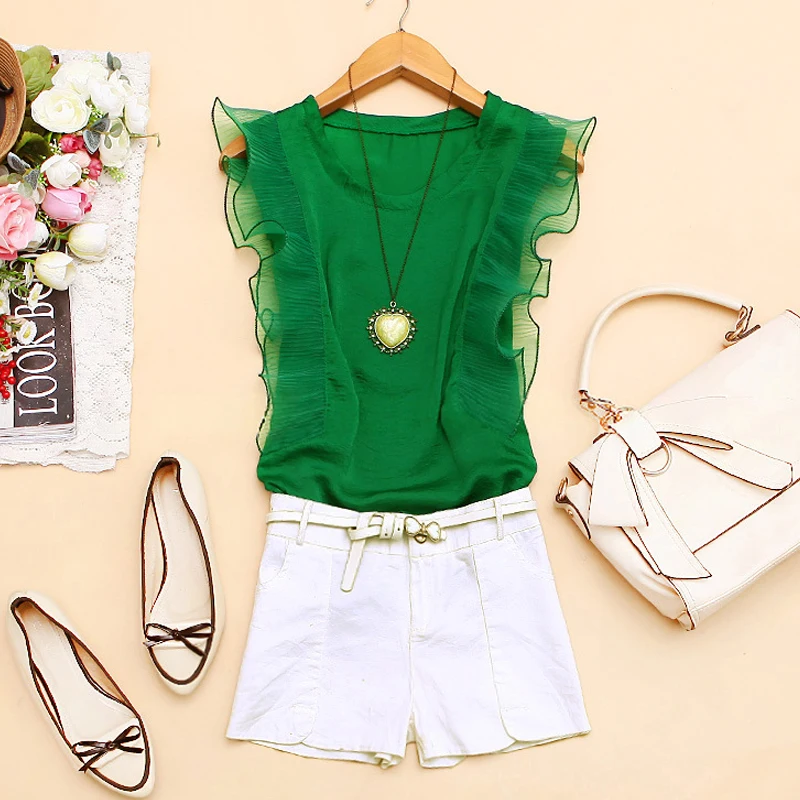 Summer women 2019 new Round neck wild sleeveless shirt Organza wooden ear casual chiffon T-shirt Sweet top
Summer women 2019 new Round neck wild sleeveless shirt Organza wooden ear casual chiffon T-shirt Sweet top