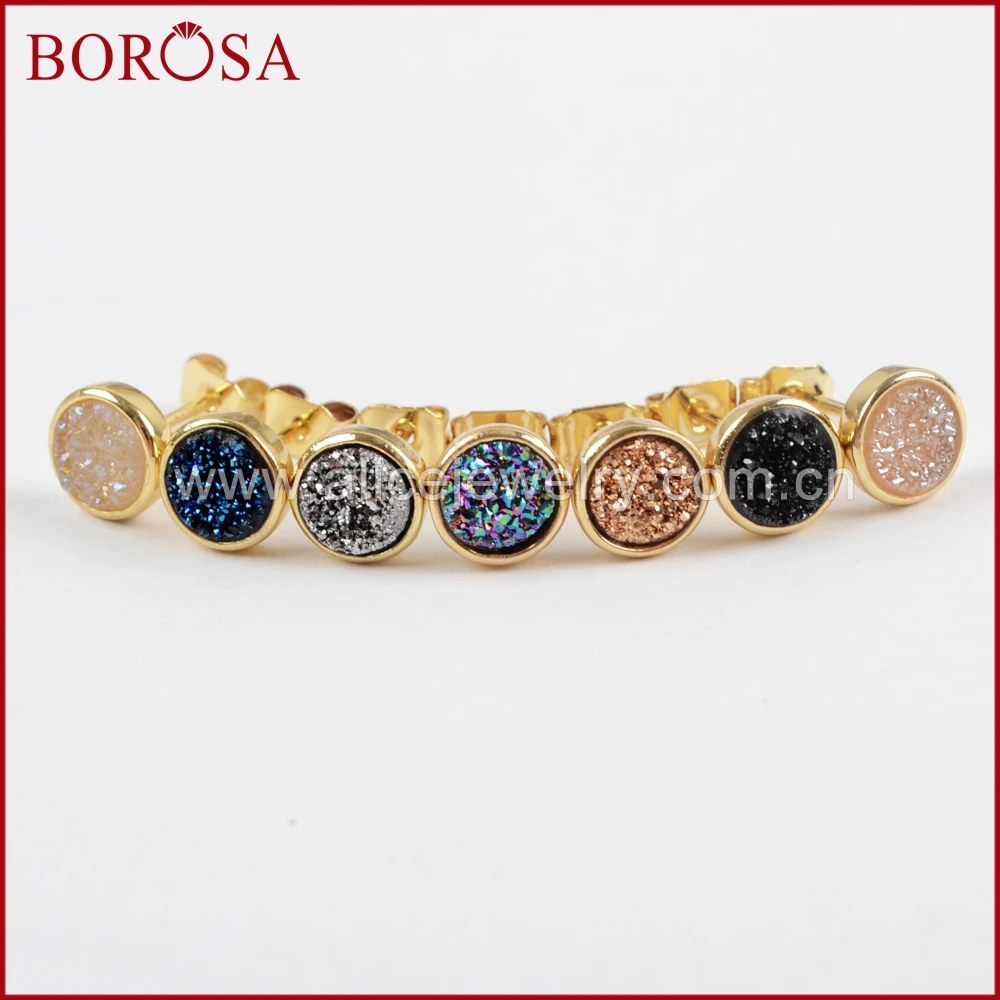 BOROSA New 5/10Pairs 6mm Druzy Earrings, Round Gold Color Bezel Rainbow Titanium Druzy Stud Earrings for Women Jewelry ZG0277
BOROSA New 5/10Pairs 6mm Druzy Earrings, Round Gold Color Bezel Rainbow Titanium Druzy Stud Earrings for Women Jewelry ZG0277