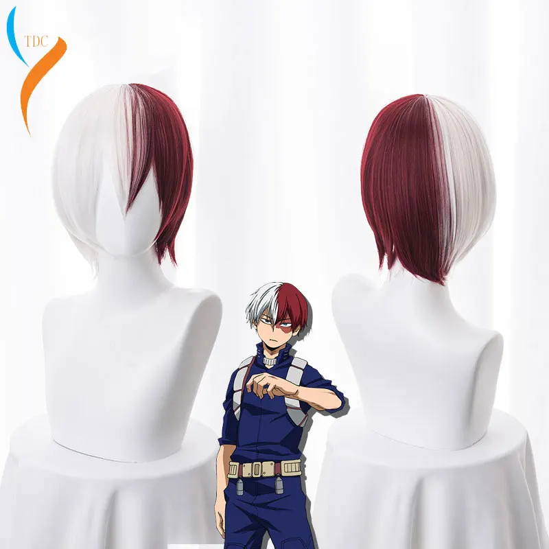 

My Hero Academia Boku no Hiro Akademia Shoto Todoroki Shouto White And Red Cosplay Wig+Wig Cap