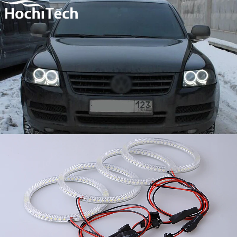 Отличные SMD 5050 Светодиодные белые фары halo angel demon eyes kit для Volkswagen VW Touareg 2003 2004 2005