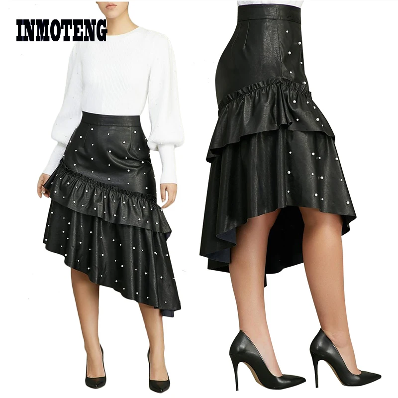 Beading Ruffles Irregular PU Midi Skirt Women Casual Empire Waist Pleat A-Line Long Women Skirts Night Club Party Women's Skirt
Beading Ruffles Irregular PU Midi Skirt Women Casual Empire Waist Pleat A-Line Long Women Skirts Night Club Party Women's Skirt