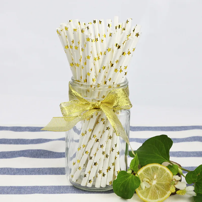 100pcs/lot Metallic Gold heart star Foil Stripe Paper Straws Drinking Straw For Wedding Babyshow Party Event Supplies Decoration
100pcs/lot Metallic Gold heart star Foil Stripe Paper Straws Drinking Straw For Wedding Babyshow Party Event Supplies Decoration